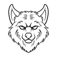 wolf head vector hand drawn.