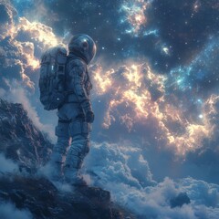 Fototapeta premium Galactic Pioneer - Anime Space Explorer on an Alien World