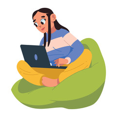 freelancer woman working remotely at home