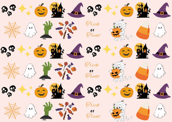 Halloween Oriental Seamless pattern Traditional Design for Background, Carpet, Wallpaper, Clothing, Fabric, Wrapping, Vector, Illustration Style