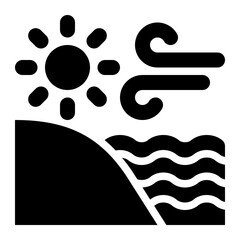 sea breeze, wind, sea, ocean, weather, geography, geographic solid or glyph icon