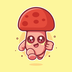 cute mushroom character mascot running activity isolated cartoon