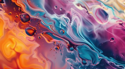 Fototapeta premium abstract background of oil drops in water, colorful abstract background.