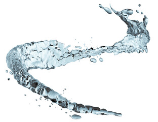 Realistic blue water splash hydration swirl shape, 3d rendering