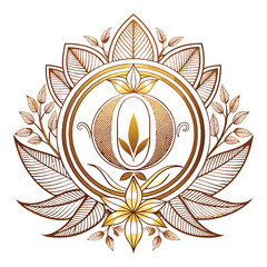 luxury vintage logo with organic ornament