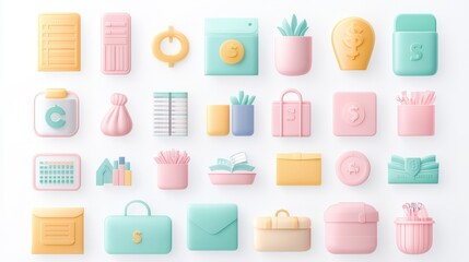 Colorful  D Icons   Finance  Shopping  and Technology