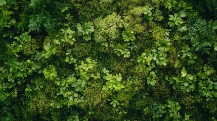 Obraz premium An overhead shot of green moss, creating a textured, natural background that evokes the essence of a forest.