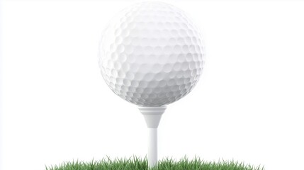 Golf ball on a white golf tee isolated on a white background