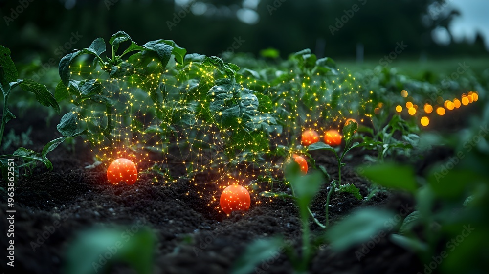 Leinwandbilder innovative graphic of a smart agriculture system using data driven precision farming techniques