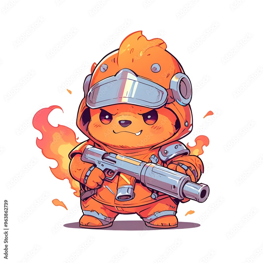 Wall mural Fiery Bear Soldier Illustration