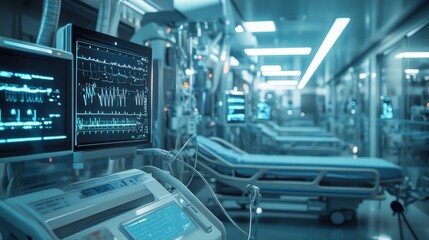 Obraz premium Hydrogen-powered medical devices, such as ventilators and monitors, used in a state-of-the-art healthcare facility