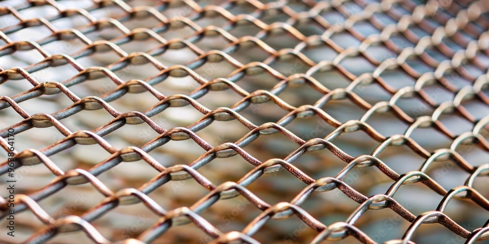 Wall mural closeup of a wire metal net with intricate patterns
