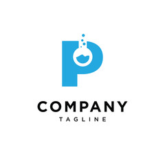 Letter P Laboratory science logo icon