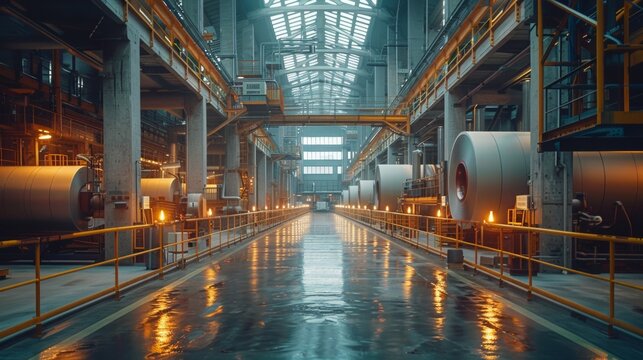 photo of modern paper factory, paper