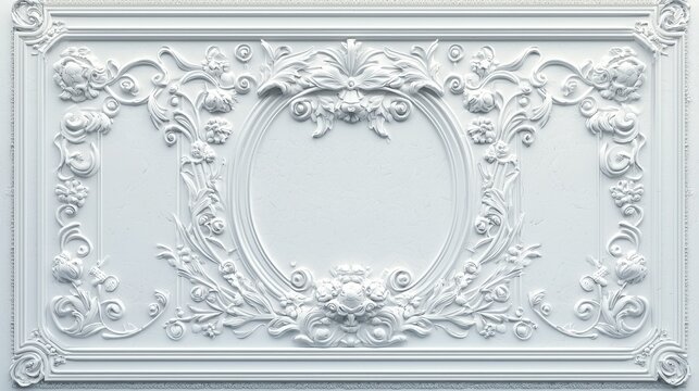 White Ornate Floral Frame Wall Decor  Vintage Interior Design  Classic Architectural Detail