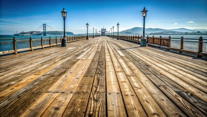 Fototapeta premium Old weathered wood flooring on a pier in San Francisco