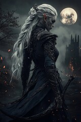 portrait of halloween witch in the night