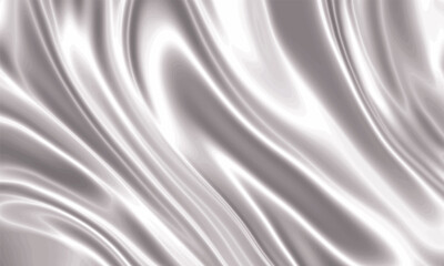 Liquid silver silk texture background design with smooth waves.