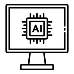 AI computer icon representing advanced AI desktop systems and intelligent processors.