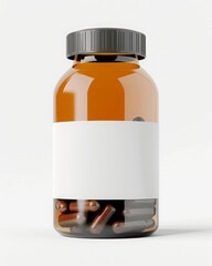Obraz premium supplement bottle mockup with blank label, studio photo
