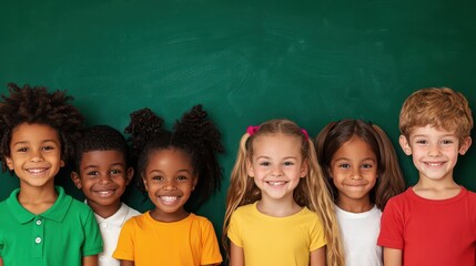 Happy Diverse Children Group Smiling  in Classroom