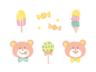 cute illustration of bear and icecream