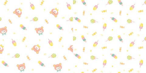 cute pattern of bear and icecream