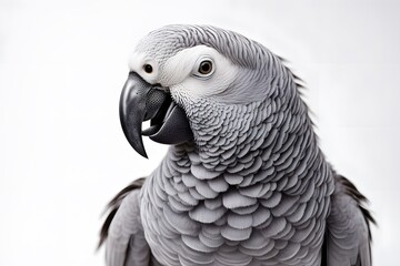 Obraz premium African grey parrot animal on white background, AI Generated