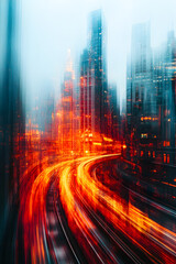Obraz premium A blurred motion photography with motion blur from a moving train window