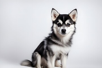 Alaskan klee kai animal on white background, Ai Generated