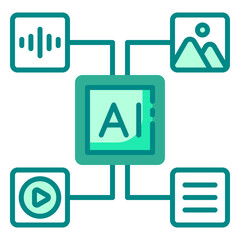 Generative AI icon representing automated content creation and machine learning.