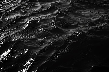 A serene black and white capture of rippling water surfaces, showcasing the beauty of light and shadow in nature.