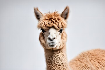 Alpaca animal on white background, AI Generated