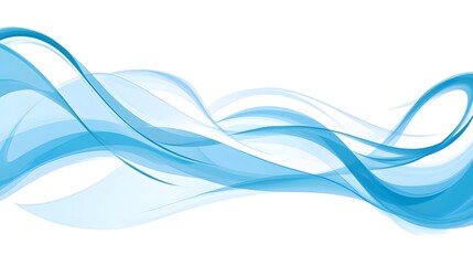 Abstract Blue Waves on White Background