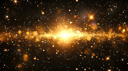 Obraz premium Abstract Golden Glitter Background with Bokeh Lights and Sparkle