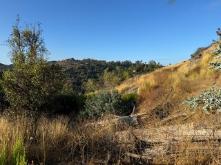 rugged desert mountain landscape beneath a bright blue summer sky - Escondido, California, USA