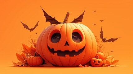 Pumpkins carved with cute faces, witch hats, or ghosts, symbolize Halloween, which is celebrated on October 31st every year.