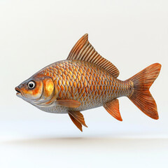 Fototapeta premium 3D cartoon. A carp fish, on a solid white background