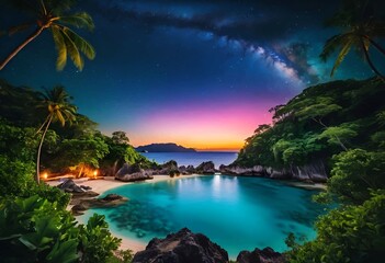 Beautiful and Peaceful Nature Scenery Illustration, Landscape, Countryside, Tranquil, Vibrant and Colorful