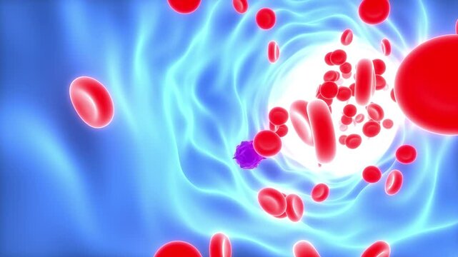 Red Blood Cells Flowing Through Circulatory System Animation Concept