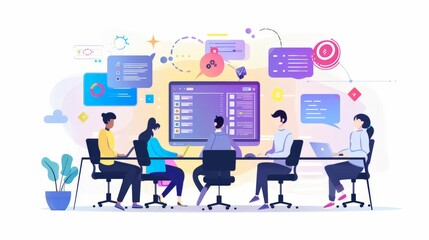 Teamwork: Team working together on a software development project