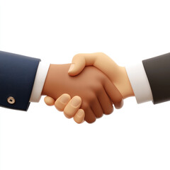 Obraz premium 3D cartoon, close-up hands two business people shaking hands. on a solid white background