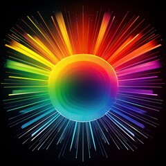Single Horizontal Rainbow Spectrum on a Black Background - Bold and Vibrant Color Contrast