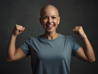 Portrait of a Bald Woman has cancer and keep spirit