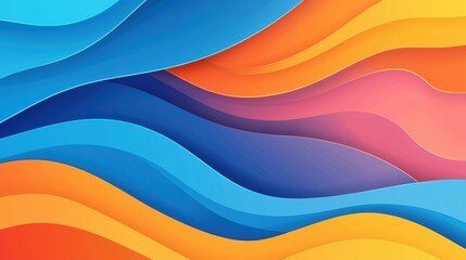 Fototapeta premium Dynamic wave pattern, neon colors, flat design illustration