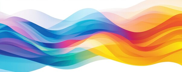 Obraz premium Abstract rainbow waves, bright and colorful, flat design illustration