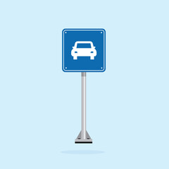 road sign icon, Begin of Expressway traffic on blue checkered board. suitable for poster use and web icon