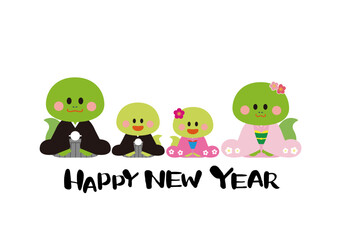 かわいい巳年の年賀状テンプレート