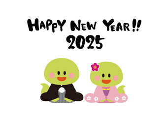 かわいい巳年の年賀状テンプレート