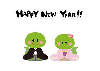 かわいい巳年の年賀状テンプレート